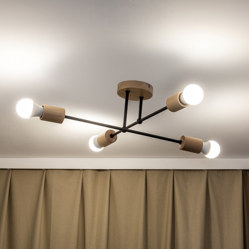 Aufgesetzte Deckenleuchte CAMBRIDGE 4xE27/15W/230V aus Kiefernholz