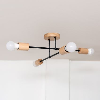 Aufgesetzte Deckenleuchte CAMBRIDGE 4xE27/15W/230V aus Kiefernholz