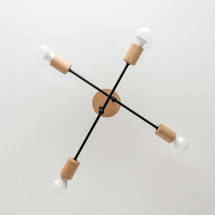 Aufgesetzte Deckenleuchte CAMBRIDGE 4xE27/15W/230V aus Kiefernholz