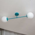 Aufgesetzte Deckenleuchte MOON 2xE27/15W/230V türkis