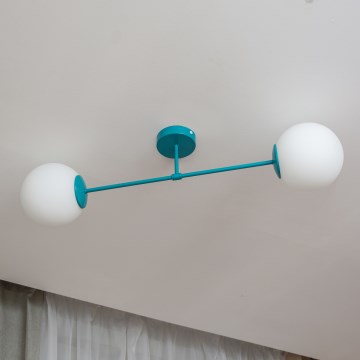 Aufgesetzte Deckenleuchte MOON 2xE27/15W/230V türkis