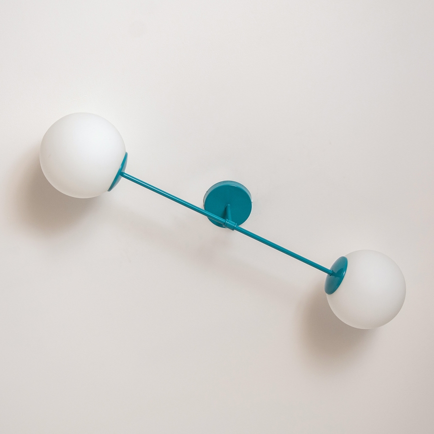 Aufgesetzte Deckenleuchte MOON 2xE27/15W/230V türkis