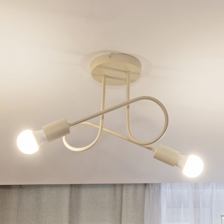 Aufgesetzte Deckenleuchte OXFORD 2xE27/15W/230V cremefarben