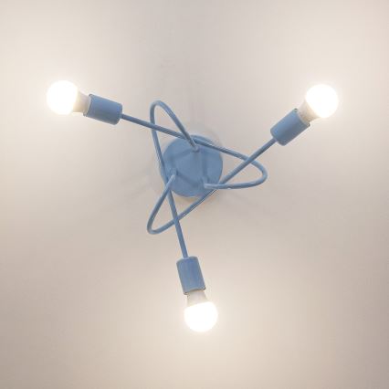 Aufgesetzte Deckenleuchte OXFORD 3xE27/15W/230V blau
