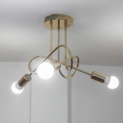 Aufgesetzte Deckenleuchte OXFORD 3xE27/15W/230V goldfarben