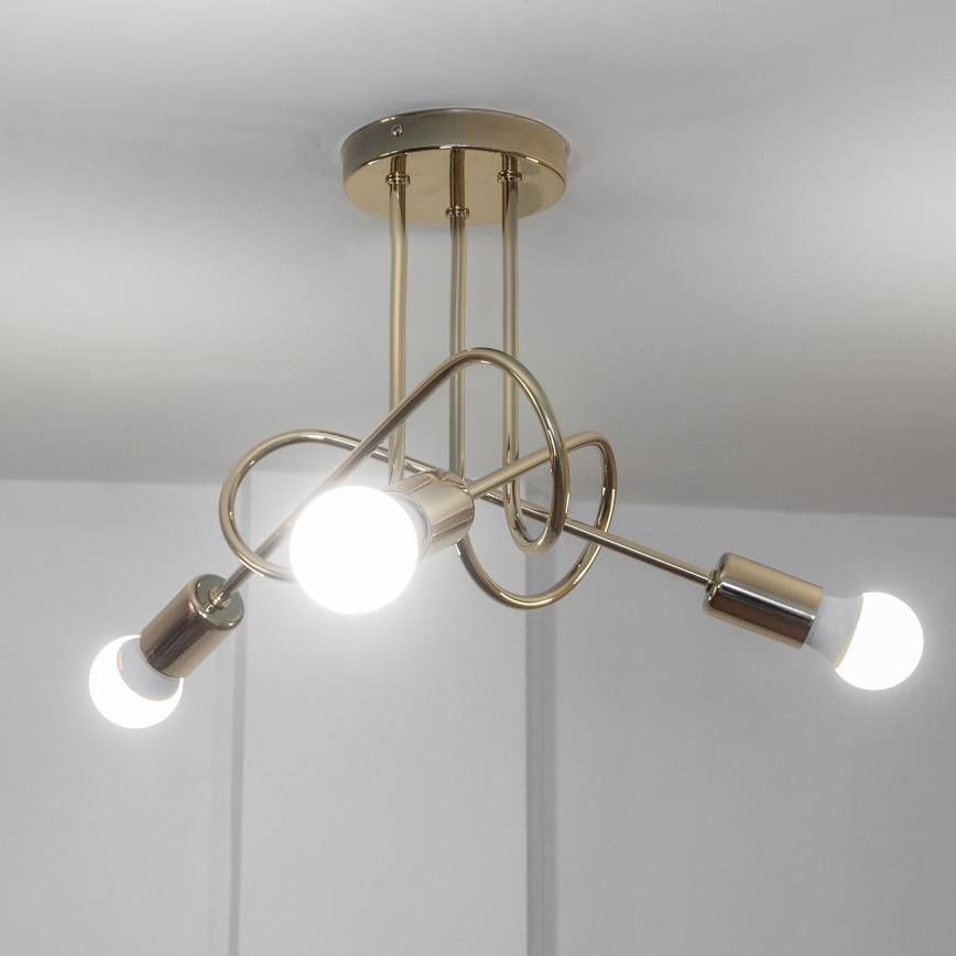 Aufgesetzte Deckenleuchte OXFORD 3xE27/15W/230V goldfarben