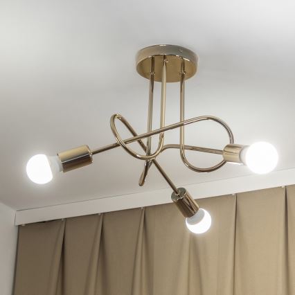 Aufgesetzte Deckenleuchte OXFORD 3xE27/15W/230V goldfarben