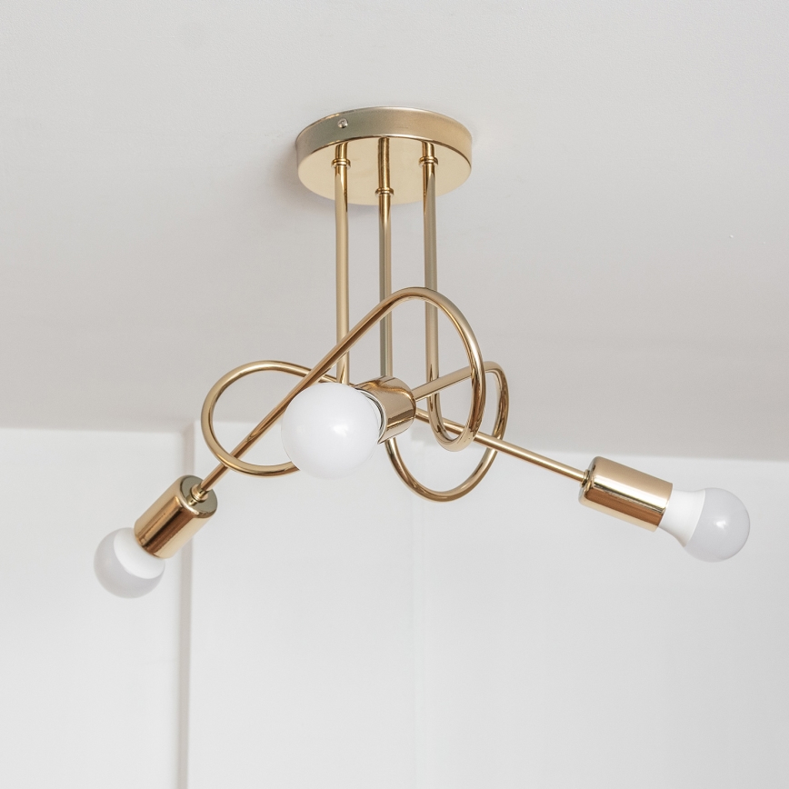 Aufgesetzte Deckenleuchte OXFORD 3xE27/15W/230V goldfarben