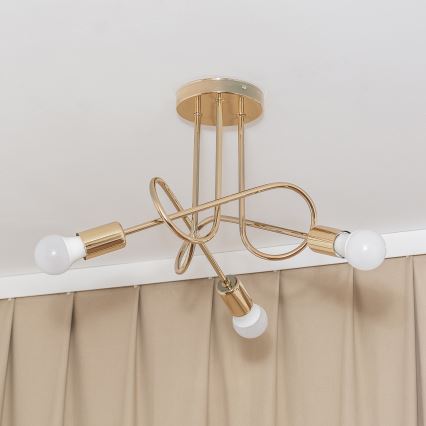 Aufgesetzte Deckenleuchte OXFORD 3xE27/15W/230V goldfarben