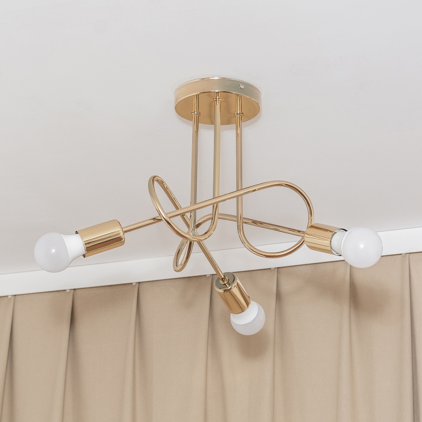Aufgesetzte Deckenleuchte OXFORD 3xE27/15W/230V goldfarben