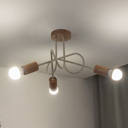 Aufgesetzte Deckenleuchte OXFORD 3xE27/15W/230V Kiefer/Creme