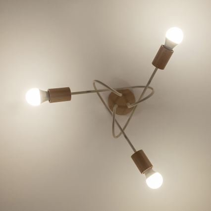 Aufgesetzte Deckenleuchte OXFORD 3xE27/15W/230V Kiefer/Creme