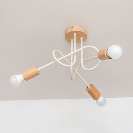 Aufgesetzte Deckenleuchte OXFORD 3xE27/15W/230V Kiefer/Creme