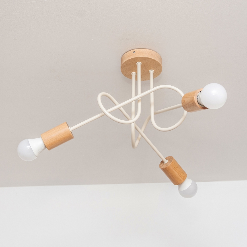 Aufgesetzte Deckenleuchte OXFORD 3xE27/15W/230V Kiefer/Creme