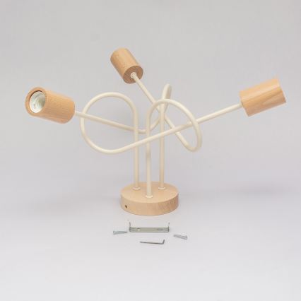 Aufgesetzte Deckenleuchte OXFORD 3xE27/15W/230V Kiefer/Creme