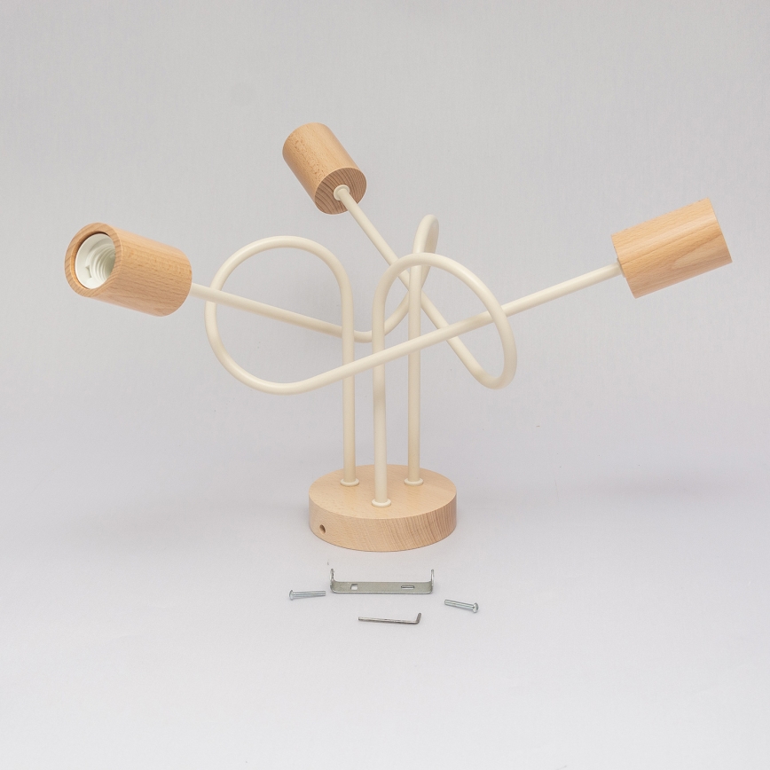 Aufgesetzte Deckenleuchte OXFORD 3xE27/15W/230V Kiefer/Creme