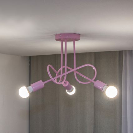 Aufgesetzte Deckenleuchte OXFORD 3xE27/15W/230V rosa