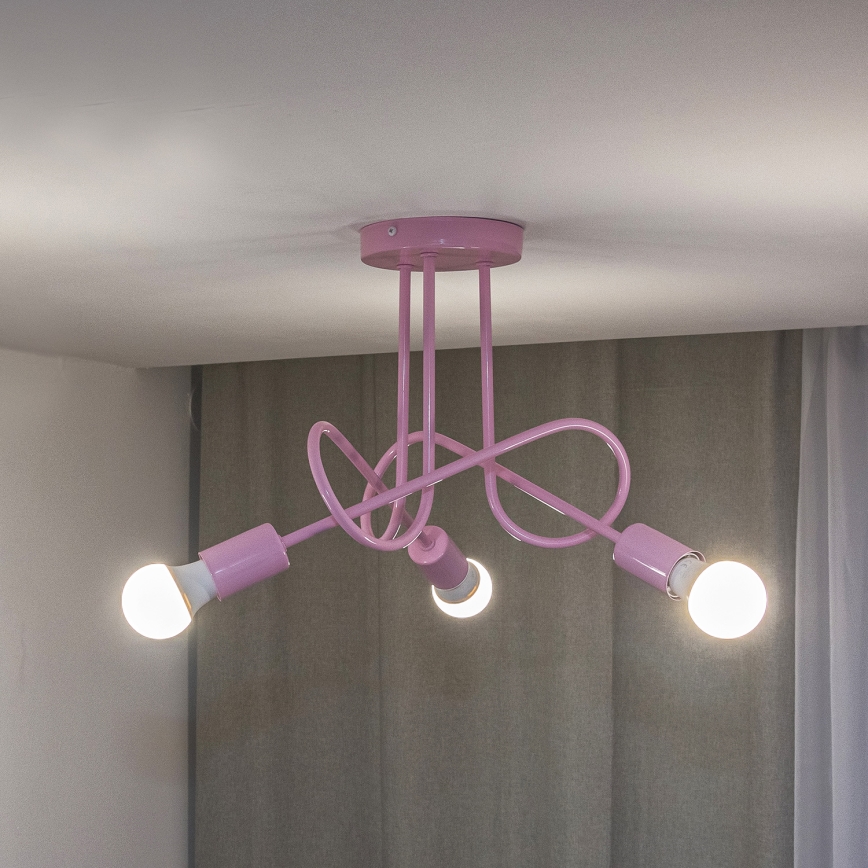 Aufgesetzte Deckenleuchte OXFORD 3xE27/15W/230V rosa