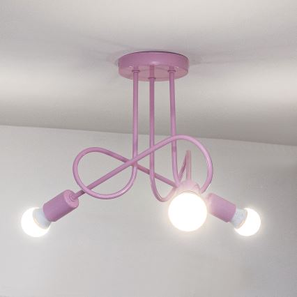 Aufgesetzte Deckenleuchte OXFORD 3xE27/15W/230V rosa
