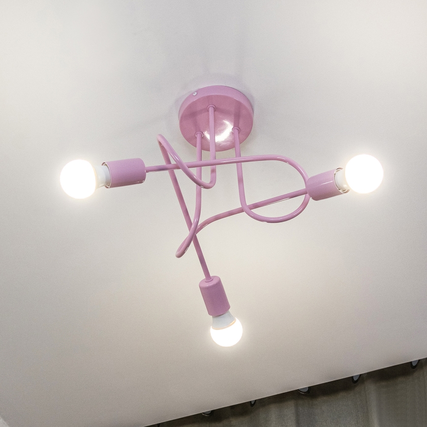 Aufgesetzte Deckenleuchte OXFORD 3xE27/15W/230V rosa