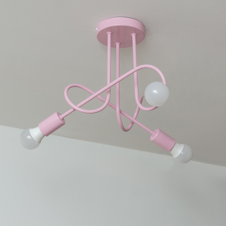 Aufgesetzte Deckenleuchte OXFORD 3xE27/15W/230V rosa