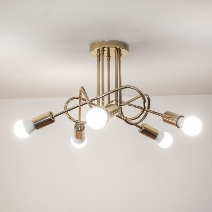 Aufgesetzte Deckenleuchte OXFORD 5xE27/15W/230V, gold