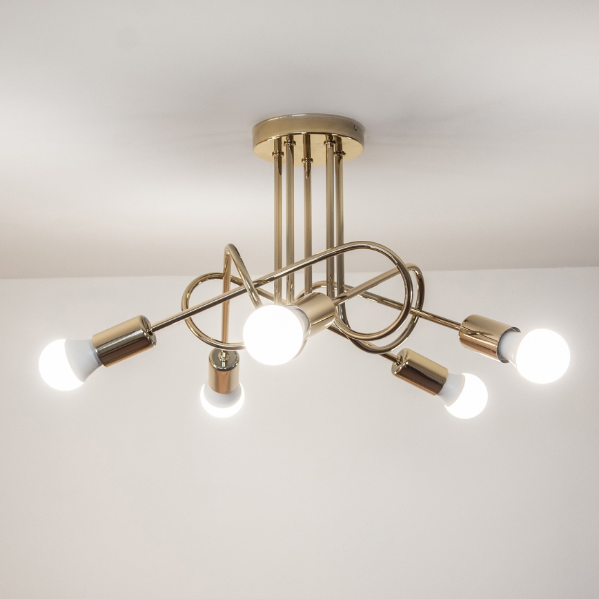 Aufgesetzte Deckenleuchte OXFORD 5xE27/15W/230V, gold