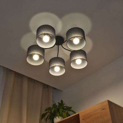 Aufgesetzter Kronleuchter ALBA 5xE27/15W/230V grau