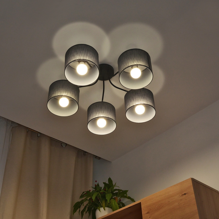 Aufgesetzter Kronleuchter ALBA 5xE27/15W/230V grau