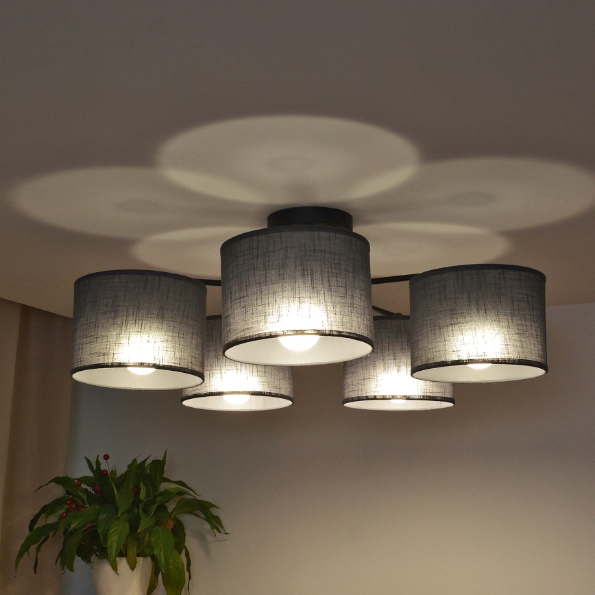 Aufgesetzter Kronleuchter ALBA 5xE27/15W/230V grau