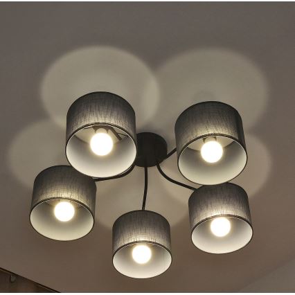Aufgesetzter Kronleuchter ALBA 5xE27/15W/230V grau