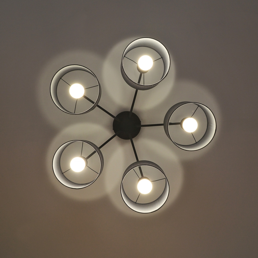 Aufgesetzter Kronleuchter ALBA 5xE27/15W/230V grau