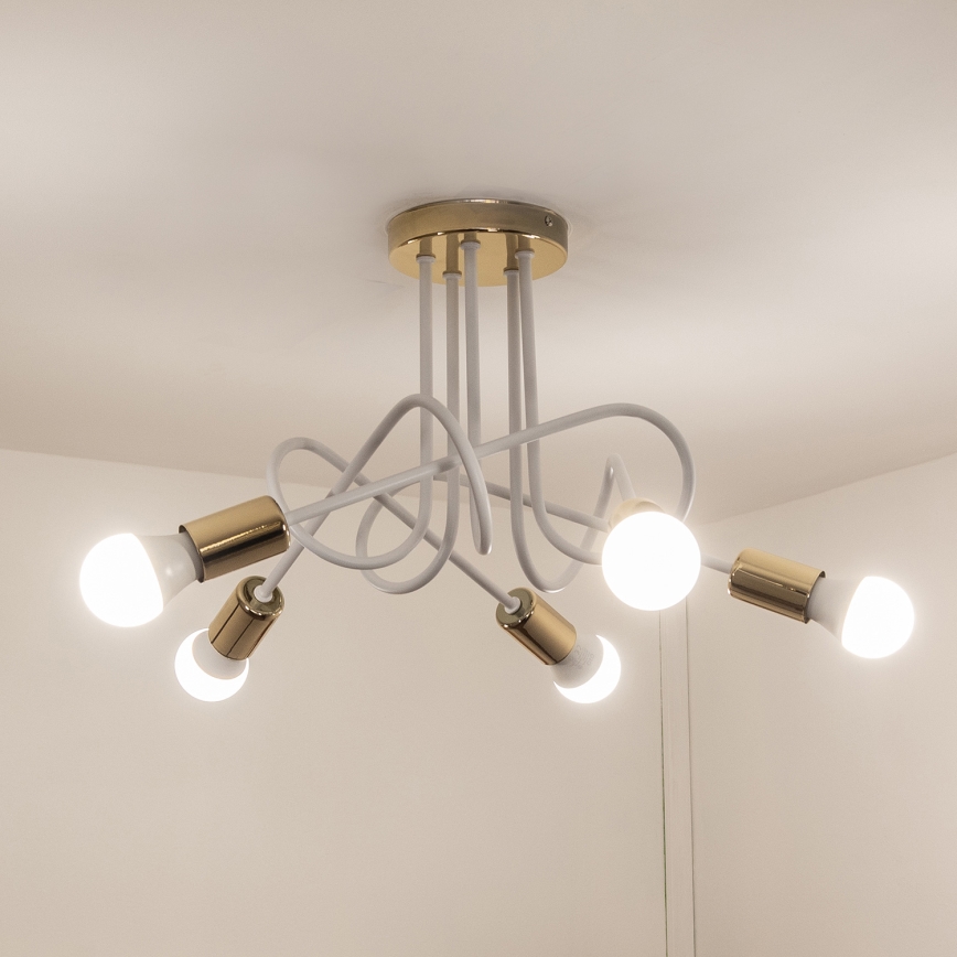 Aufgesetzter Kronleuchter OXFORD 5xE27/15W/230V gold/weiß