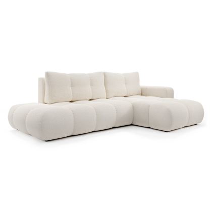 ALMADA gepolstertes Ecksofa mit Schlaffunktion und Stauraum, L-Form, rechts, hellbeige