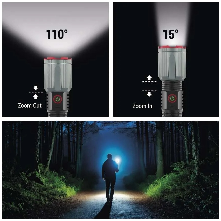 Aufladbare LED-Metall-Taschenlampe LED/5V 3000 glänzend 5000 mAh IP43