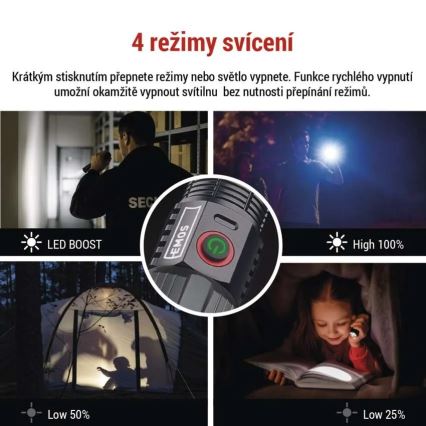 Aufladbare LED-Metall-Taschenlampe LED/5V 3000 glänzend 5000 mAh IP43