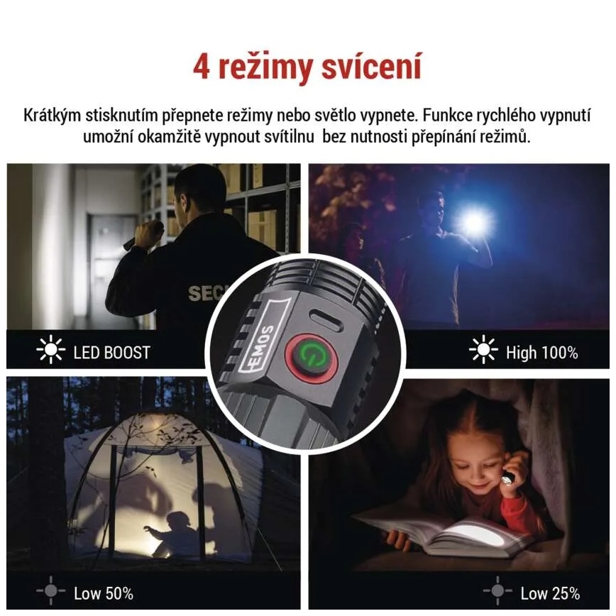 Aufladbare LED-Metall-Taschenlampe LED/5V 3000 glänzend 5000 mAh IP43