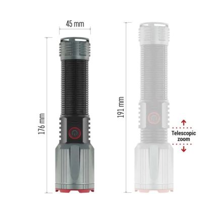 Aufladbare LED-Metall-Taschenlampe LED/5V 3000 glänzend 5000 mAh IP43