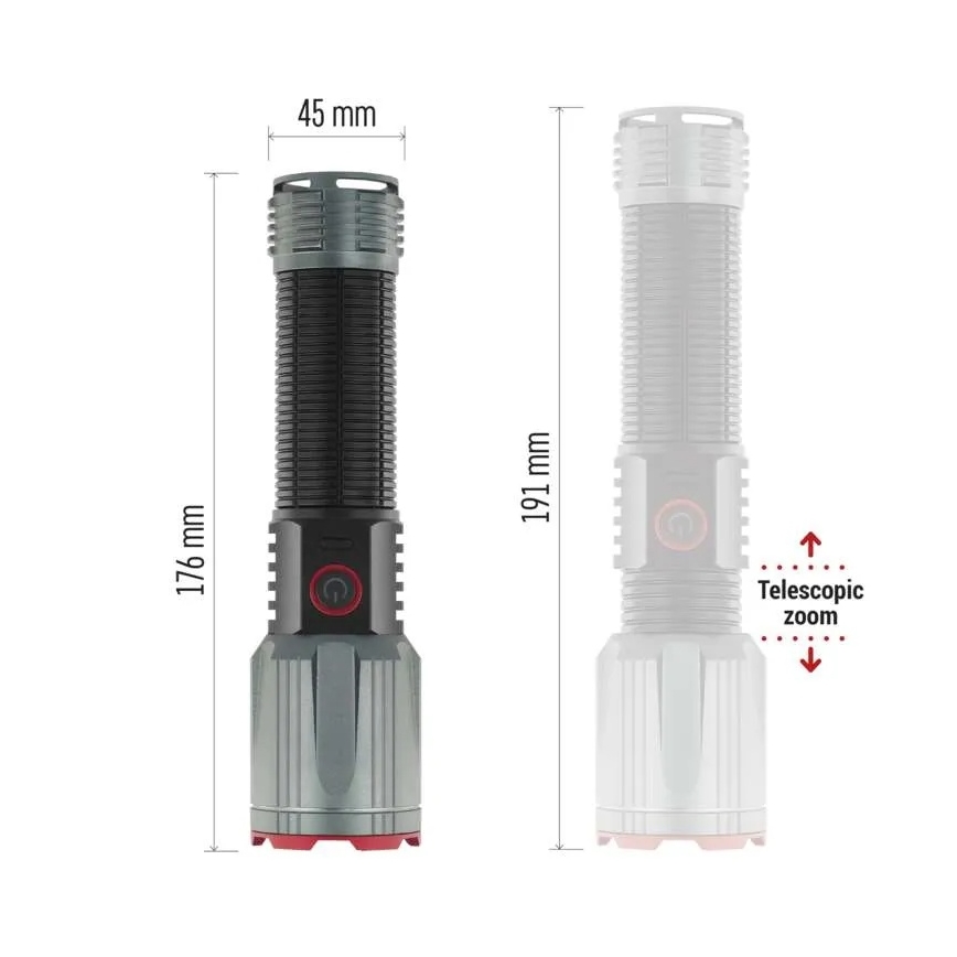 Aufladbare LED-Metall-Taschenlampe LED/5V 3000 glänzend 5000 mAh IP43
