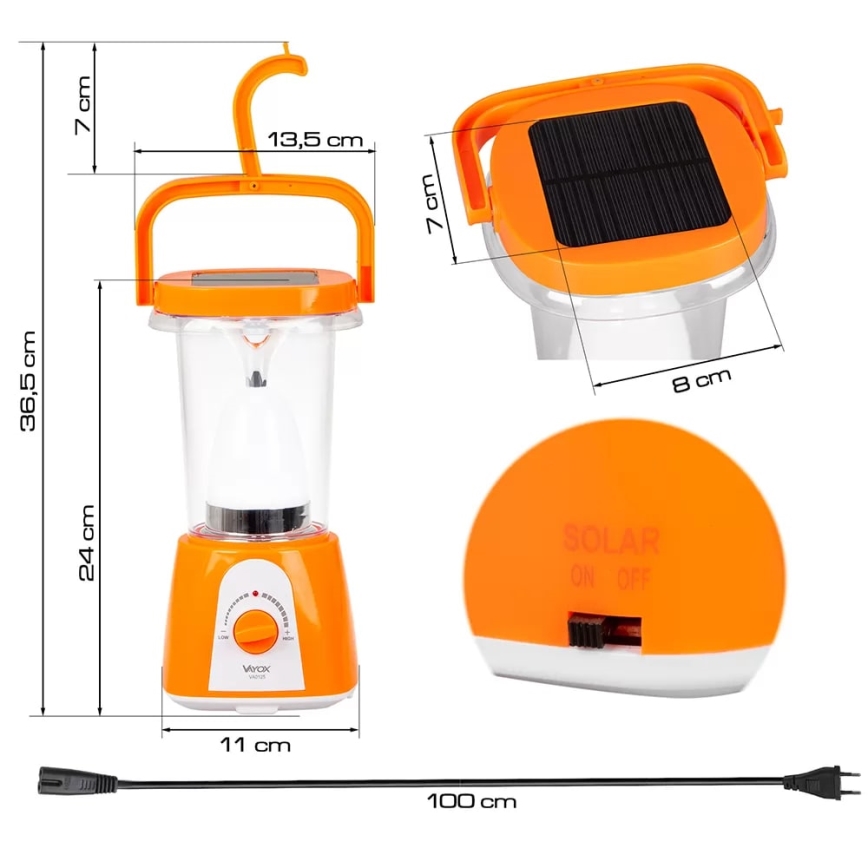 Dimmbare, aufladbare LED-Solarleuchte mit Powerbank-Funktion LED/230V 710 glänzend 1600 mAh