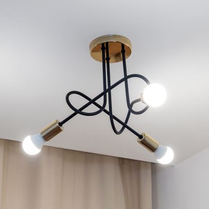 Aufputz-Deckenleuchte OXFORD 3xE27/15W/230V gold/schwarz