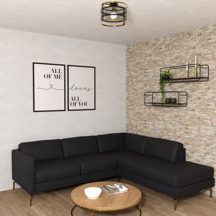 Aufsatzkronleuchter RIM 1xE27/60W/230V schwarz/gold