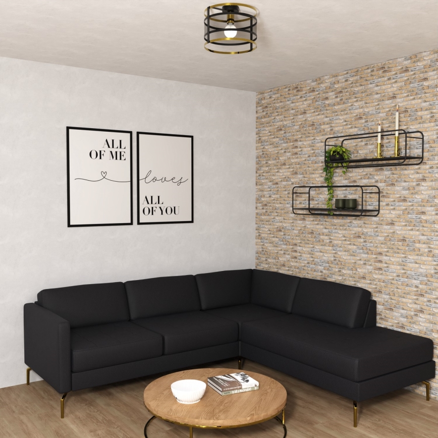 Aufsatzkronleuchter RIM 1xE27/60W/230V schwarz/gold