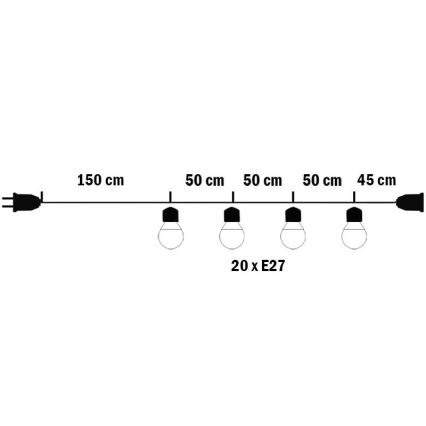 Außen-Dekorationskette MIMOSA 20xE27/1,3W/230V IP44 10m