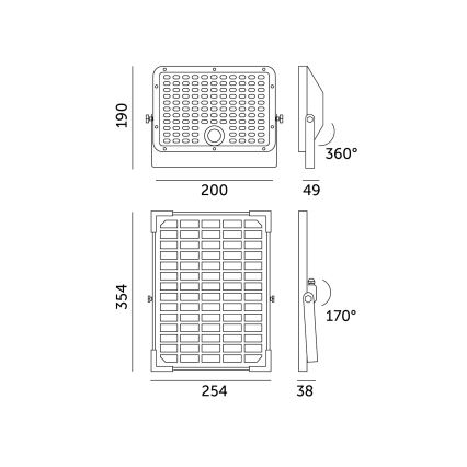 Außen-Solarstrahler mit Sensor LED/30W/6,4V 4000K IP65 6000 mAh + Fernbedienung