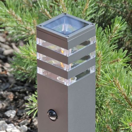Außenleuchte mit Sensor TEKSAS 1xE27/12W/230V IP44 74 cm Anthrazit