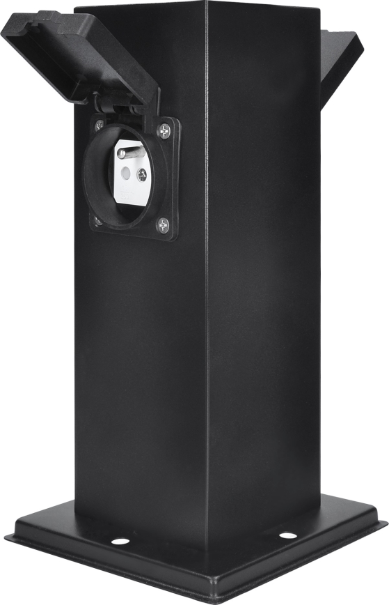 Außensteckdosensäule 2-fach 230V IP44 schwarz, eckig