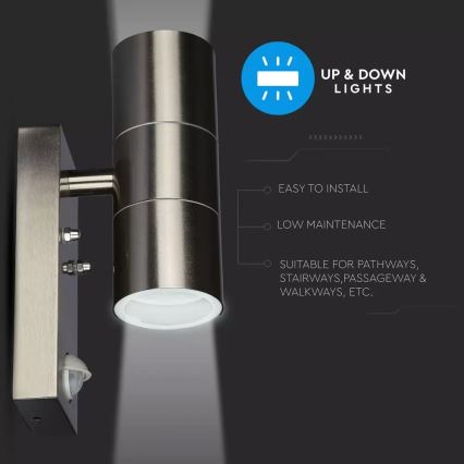 Außenwandleuchte mit Sensor 2xGU10/35W/230V IP44