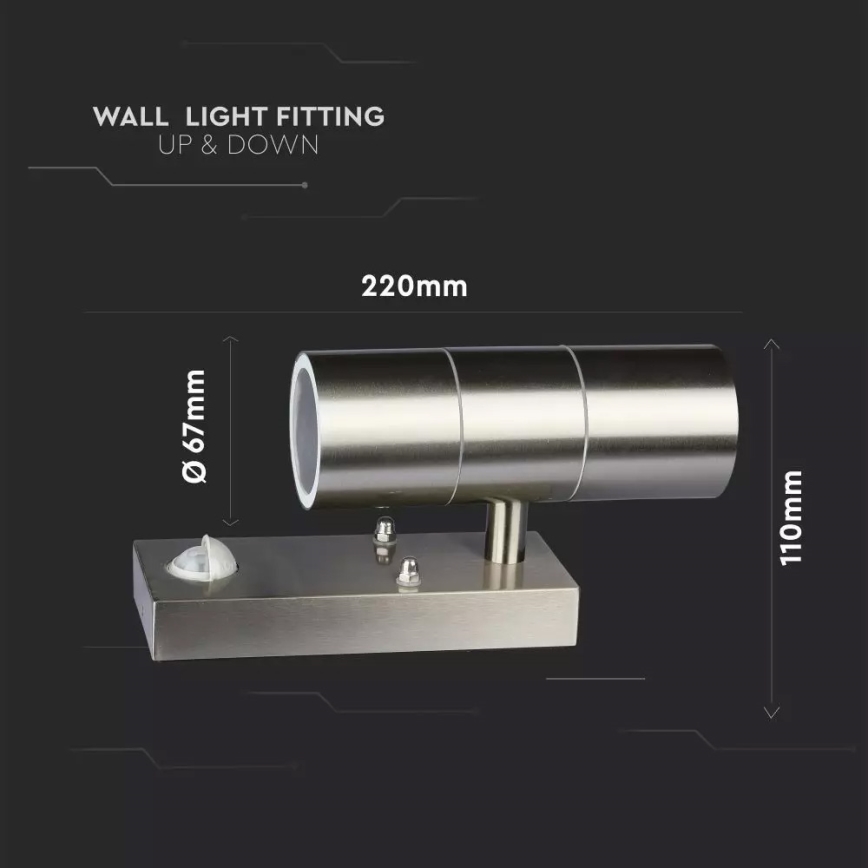 Außenwandleuchte mit Sensor 2xGU10/35W/230V IP44