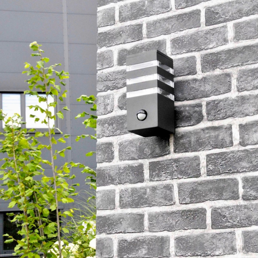 Außenwandleuchte mit Sensor TEKSAS 1xE27/12W/230V IP44 Anthrazit